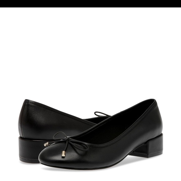 Steve Madden Cherish Black Heeled Ballet Flats with Bow - Picture 1 of 2